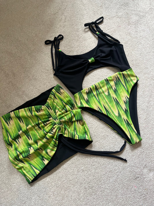 GREEN ZIG ZAG SWIMSUIT